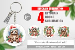 Keychain Watercolor Christmas sloth Product Image 1