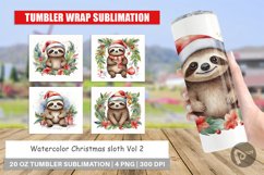 Tumbler Wrap Watercolor Christmas sloth Product Image 1