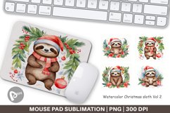 Mouse Pad Watercolor Christmas sloth Product Image 1
