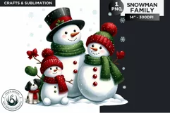 Christmas Snowman Family PNG Clipart sublimation design Product Image 1
