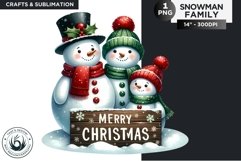 Christmas Snowman Family PNG Clipart sublimation design Product Image 1