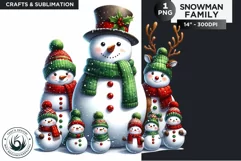Christmas Snowman Family PNG Clipart sublimation design Product Image 1