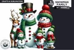 Christmas Snowman Family PNG Clipart sublimation design Product Image 1