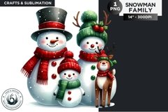 Christmas Snowman Family PNG Clipart sublimation design Product Image 1