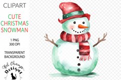 Watercolor Christmas Snowman #3 | Clipart | Sublimation Product Image 1