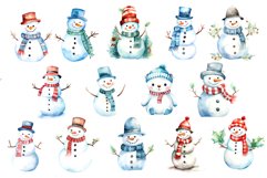 Watercolor Christmas Snowmans. PNG Bundle. Product Image 2