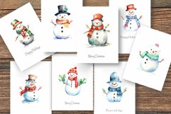 Watercolor Christmas Snowmans. PNG Bundle. Product Image 6
