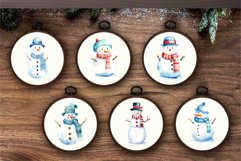 Watercolor Christmas Snowmans. PNG Bundle. Product Image 7