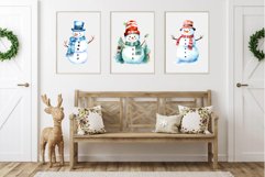 Watercolor Christmas Snowmans. PNG Bundle. Product Image 8
