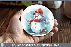 GorgeousWatercolor Christmas Round Coaster design.