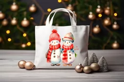 Watercolor Christmas snowmen in love Product Image 4
