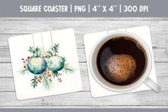 Watercolor Square Coaster Sublimation Design PNG | Ornament Product Image 1