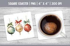 Watercolor Square Coaster Sublimation Design PNG | Ornament Product Image 1