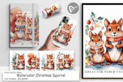 Digital Paper Watercolor Christmas Squirrel Product Image 1