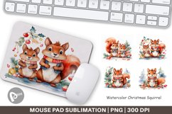 Mouse Pad Watercolor Christmas Squirrel Product Image 1
