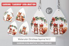 Earring Teardrop Watercolor Christmas Squirrel Product Image 1