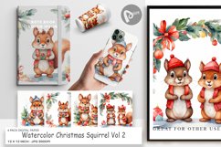 Digital Paper Watercolor Christmas Squirrel Product Image 1