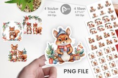 Sticker Watercolor Christmas Squirrel Product Image 1