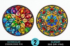 Stained Glass Christmas Illustration Clipart Product Image 1