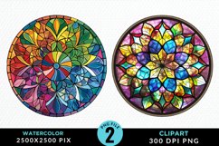 Stained Glass Christmas Illustration Clipart Product Image 1