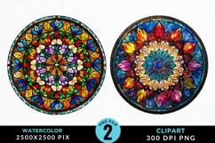 Stained Glass Christmas Illustration Clipart Product Image 1