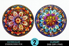 Stained Glass Christmas Illustration Clipart Product Image 1