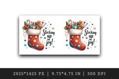 Watercolor Christmas stocking filled candies gift stars up on Joy quote print tumbler skinny mug wrap clipart t-shirt sublimation printable design