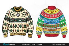 Watercolor Christmas Sweater PNG Set Clipart Product Image 1