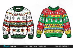 Watercolor Christmas Sweater PNG Set Clipart Product Image 1