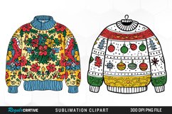 Watercolor Christmas Sweater Art Clipart Product Image 1