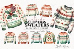 Watercolor Christmas Sweaters Clipart Product Image 1