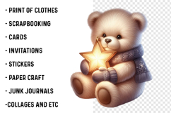 Watercolor Christmas Teddy Bear Clipart Product Image 2