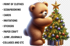 Watercolor Christmas Teddy Bear Clipart Product Image 2