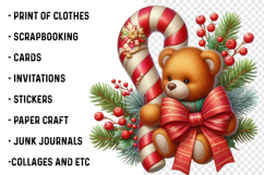 Watercolor Christmas Teddy Bear Clipart Product Image 2