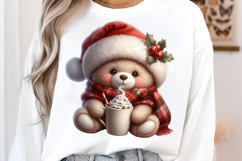 Watercolor Christmas Teddy Bear Clipart Product Image 3