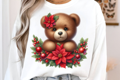 Watercolor Christmas Teddy Bear Clipart Product Image 3