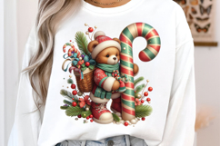Watercolor Christmas Teddy Bear Clipart Product Image 3