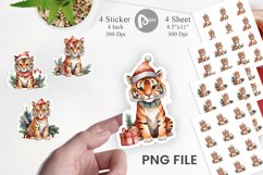 Sticker Watercolor Christmas Tiger Product Image 1