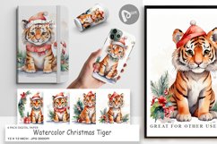 Digital Paper Watercolor Christmas Tiger Product Image 1
