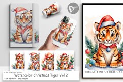 Digital Paper Watercolor Christmas Tiger Product Image 1