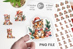 Sticker Watercolor Christmas Tiger Product Image 1
