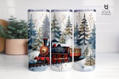Watercolor Christmas Train Sublimation Tumbler Design Product Image 2