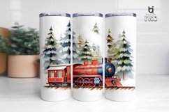 Watercolor Christmas Train Sublimation Tumbler Design Product Image 4