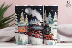 Watercolor Christmas Train Sublimation Tumbler Design Product Image 5