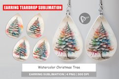 Earring Teardrop Watercolor Christmas Tree Product Image 1
