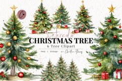 Watercolor Christmas Tree Clipart Product Image 1