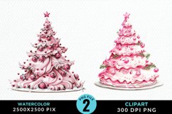 Watercolor Christmas Tree Cake Graphics Clipart Product Image 1
