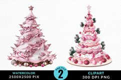 Watercolor Christmas Tree Cake Design Clipart Product Image 1