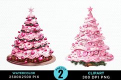 Watercolor Christmas Tree Cake Design Clipart Product Image 1