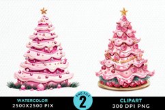 Watercolor Christmas Tree Cake Graphics Clipart Product Image 1